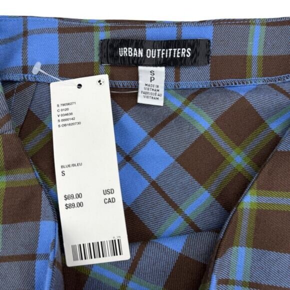 UO Milla Micro Mini Skirt In Plaid Blue Size Small - Picture 4 of 6